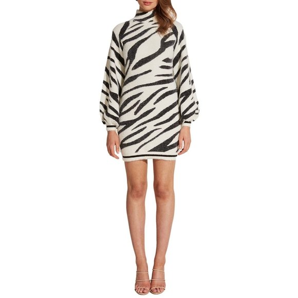 Bardot Dresses & Skirts - Bardot Zebra Long Sleeve Minidress, Size Small - White